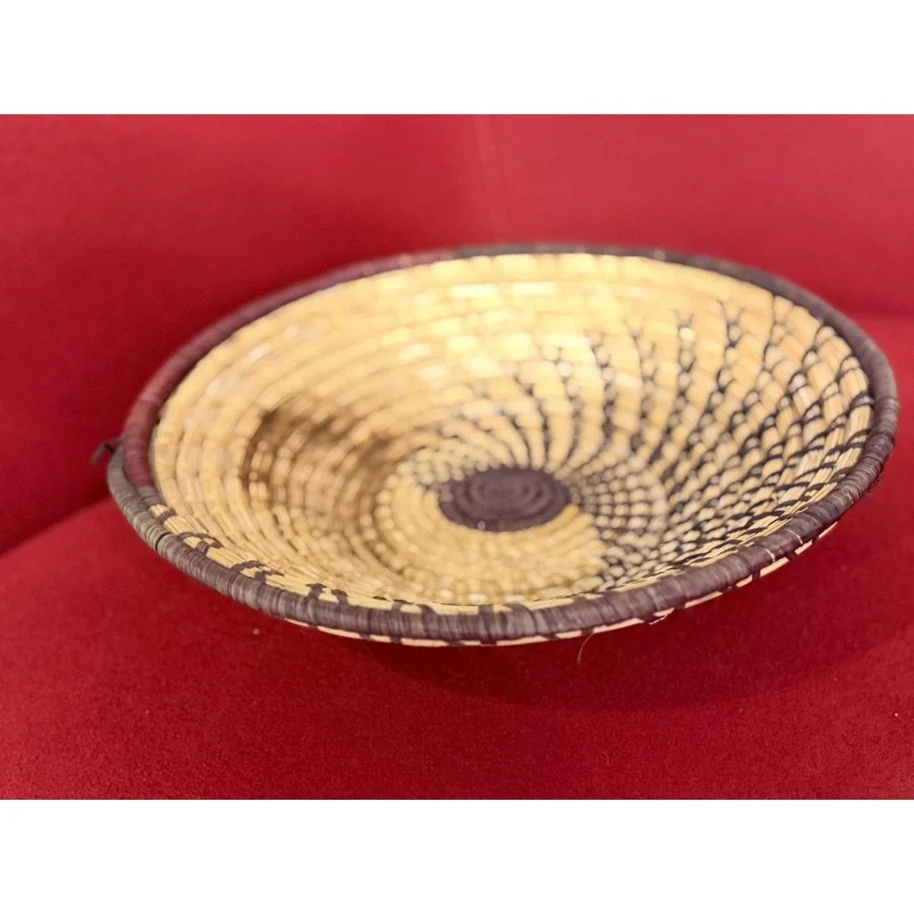 Handwoven African Basket Bowl, Ugandan Coiled Fiber Wall Decor, Boho Home Accent